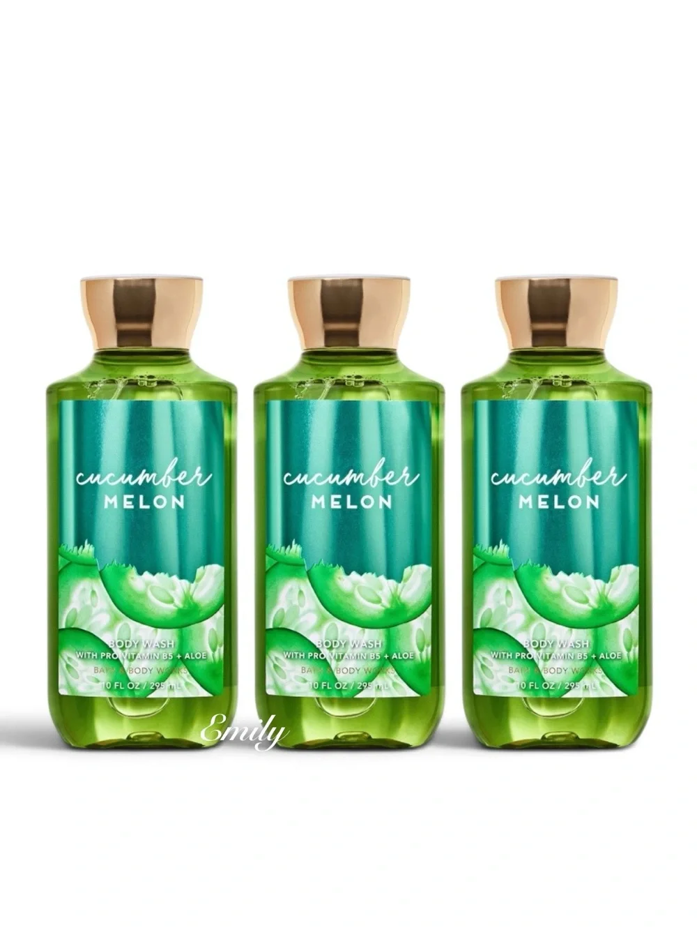 3X Bath & Body Works CUCUMBER MELON Shower Gel Body Wash 10 fl oz Bundle Set